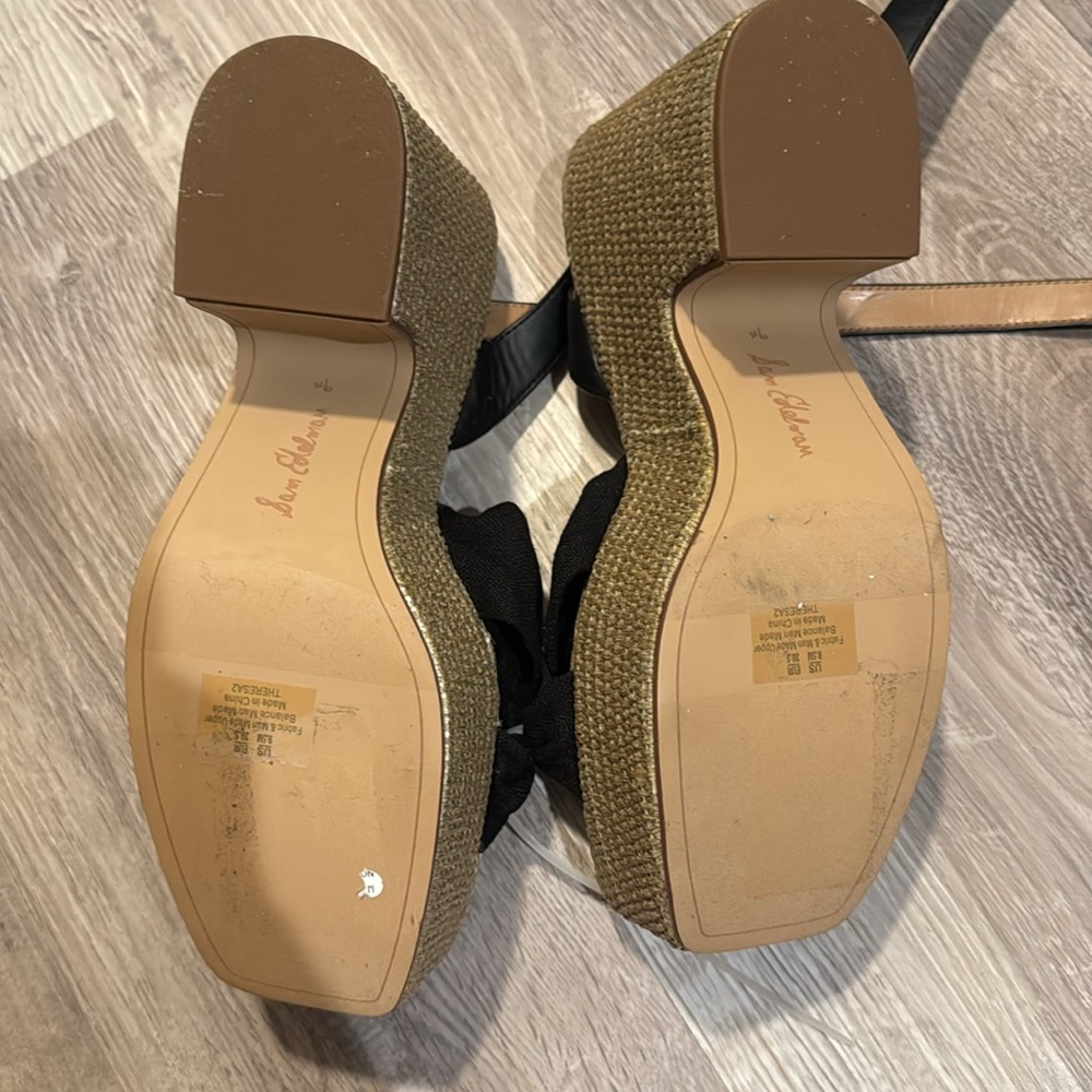 Sam Edelman Black Knotted Espadrille Platform Heels NWOT - Picture 13 of 15